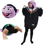 PLUSHIBLE BRIDGING MILES WITH SMILES Sesame Street | Count Von Count Adult Snugible 2-in-1 Blanket Hoodie & Pillow