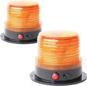 BooYu 2-Pcs Battery Operated Amber Warning Beacon Light w/Magnetic Base, Portable Rechargeable Mini Roadside Roof Top Plow LED Strobe Emergency Flash Mail Lights for Trucks/Trailer/Vehicle