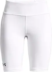 [Under Armour] Girls' Utility Slider 21 Shorts , White (100)/Black , Youth X-Large