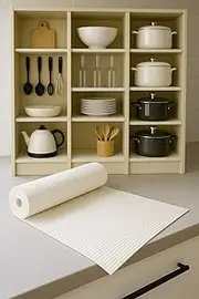 ZNZ Drawer Liners Non Adhesive Antislip – Shelf Liner for Kitchen Cabinet | Pantry Shelves Cupboard Fridge Mats | Multipurpose Plastic Washable Liners Easy Cut Clean | White Reusable 30cm x 200cm