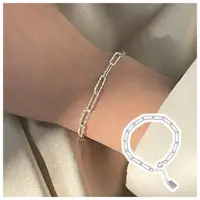 在飛比找momo購物網優惠-【HaNA 梨花】韓國設計．霧銀感方型鎖鏈掛牌手環