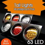 2x 63 LED Tail Lights Stop Indicator Reverse Lamp 12V Trailer Truck Ute Light