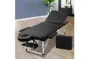Zenses 3 Fold Portable Aluminium Massage Table - Black