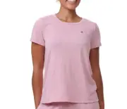 Tommy Hilfiger Women's Short-Sleeve Crewneck Sleep Tee Pink Size S 1933