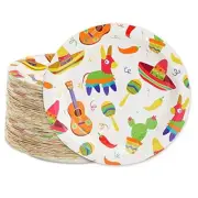 BLUE PANDA 80-Pack Mexican Fiesta Design Paper Plates for Cinco de Mayo Party
