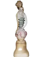 ION TAMAIAN Art Glass Frosted Amber Sitting Woman Figurine Hand Blown Fused New