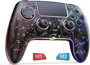 Reddening Wireless Controller für PS4, LED Star Controller kompatibel mit PS4/Slim/Pro/PC/IOS/Android/Switch, 9 Farben RGB Licht, Programmabele/Turbo/Wakeup/Motion Sensor (Star)