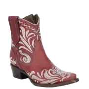 Circle G By Corral Ladies Embroidery Red Snip Toe Booties L6223
