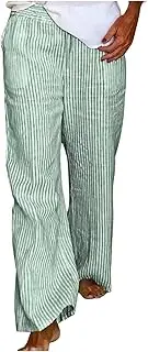 Women's Striped Lounge Pants Spring Summer Wide Leg Casual Pants Fashion Loose Elastic Waist Trousers with Pockets