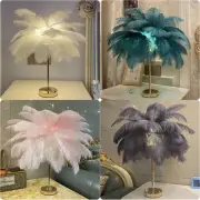 LED Ostrich Feather Desk Lamp Bedroom Bedside Dimmable Table Night Light Gift AU