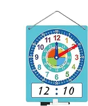 Qkbuza Kids Wall Clock,Dry Erase Teaching Clocks for Kids | Double Side Writable Time Practice Tool, Homeschool Supplies for Classroom and Home Use