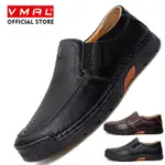 VMAL 高品質真皮皮鞋男士樂福鞋手工一腳蹬商務鞋經典軟莫卡辛男士平底鞋大碼 38~47
