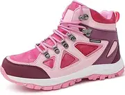 R CORD Kids Hiking Boots Girls Hiking Boots Kids Snow Boots Mid Winter Hiking Boots for Girls Winter Boots Rugged Quick Lace-Up Closure Durable TPR Traction Outsole