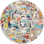 100PCS Travel Stickers,Travel Map Stickers,Teens Boys and Girls Sticker Pack Vinyl Skateboard Guitar Door Laptop Luggage Car Bike Water Bottle Birthday Party Supplies Stickers