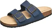 [Lucky Brand] Boys' Premium Suede Cork Slide Sandals - Dual Buckle Adjustable Straps, Comfortable Open-Toe Design for Casual Summer Comfort