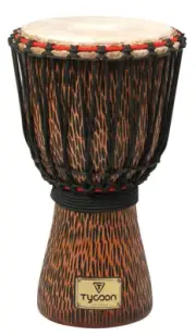 Tycoon Percussion Hand-Carved Chiseled Orange Series Djembe 10 inch.