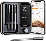 INKBIRD Wireless BBQ Thermometer with 4 Probes INT-14-BW, 3-Mode WiFi Bluetooth Meat Thermometer with Temperature Pre-Alarm and Timer, IP67 Waterproof, Smart Food Thermometer for BBQ, Grill, Oven