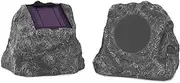 Innovative Technology Premium 5-Watt Bluetooth Outdoor Rock Speakers with A/C Adaptor Built in Rechargeable 5200mAh Battery and Solar Panels Pair Charcoal