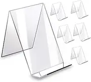 VANGELIX 6 Pack Acrylic Book Stand with Flat Ledge, Large Book Display Stand, Clear Stand for Display, Picture Stand and Acrylic Stand Designed for Comic Book, Photo and Notebook