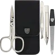 3 Swords Germany - brand quality 3 piece manicure pedicure grooming kit set for professional finger & toe nail care scissors tool genuine leather case in gift box, Made in Solingen Germany (77105)