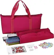 US Mahjong Set, 166 Tiles Travel Mahjong Set with Carrying Bag, Beautiful Portable Mah Jongg Play with Rulers Dices, Playing Learning Tool for Women Adults Beginners
