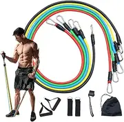 Workout Bands, Exercise Groups - Yoga Pilates Fitness Equipment Set of 11 | Heavy Exercise Groups with Handles, Home Workout, for Men Men