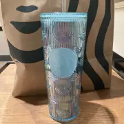 New 2022 Spring Scaled Tumbler Iridescent Mermaid Green Cold Cup Straw Venti