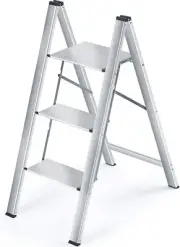 Step Ladder, 3 Step Aluminium Folding Step Stool, Portable Ladder with Large ...
