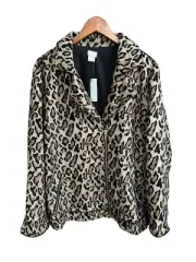 Chicos Zenergy Cheetah Mix Jacket Dusty Ceder Womens 3 Animal Print New