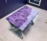 Amethyst Stone Desk Top, Purple Gemstone Dining Table, Coffee Table, Side Tables