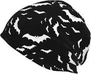 [JBYJBX] Halloween Themed Monochrome Skeleton Head Print Casual Funny Thin Bonnet Beanie Skull Cap Headwear Knit Hat Nightcap