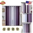 Room Darkening Ombre Curtains in Purple to Grey - 2 Panel Grommet Set, 52x84"