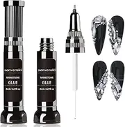 Senvenski Nail Rhinestone Glue Gel for Nail Art Decorations, 8ml x2 Gel Nail Glue with Brush & Pen Tip (Rhinestone Glue)