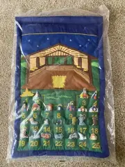 Pockets of Learning Fabric Peace on Earth Nativity Manger Advent Calendar 17×27