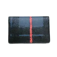 在飛比找momo購物網優惠-【COACH】時尚手繪風格紋對開式短夾卡片夾 黑+藍色