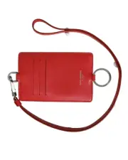Dolce & Gabbana Red Leather Card Holder with Chain - Wallets -Size One Size