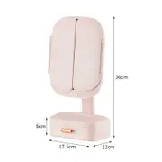 TOOLKISS Pink LED Lighted Tri-Fold Makeup Mirror with Storage Drawer & Magnification – Adjustable Brightness, USB Charging Port, 360° Rotation for Flawless Makeup Application