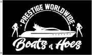 Prestige Worldwide Flag Boats & Hoes Banner Flag With Two Yellow Buttonholes for Bar Beer House College Dorm Room Man Cave Tailgates and Parties