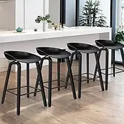 ALFORDSON 4 Pcs Wooden Bar Stools Dining Kitchen Barstools Counter Dining Chair with Footrest 67cm Seat Height for Home Bar Dining Room, Wade All Black