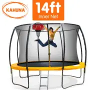 14ft Round Trampoline Spring Safety Net Pad Cover Mat Free Ladder Basketball Set