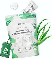 Unscented Moisturizing Compressed Towel, Disposable Mini Tablets Cotton Coin Tissue, Water Activated Rejuvenating Towels for Travel, Camping, Gym, Home Fragrance-Free Portable Hand Wipe (Pack of 25)