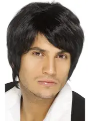 Black Boy Band Mens Wig