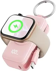 INIU Magnetic Portable Charger for iWatch, Mini 5000mAh Power Bnak, USB C in&Out Wireless Battery Pack for Apple Watch S1/S2/S3/S4/S5/S6/S7/S8/S9/S10/SE/SE2/Ultra/Ultra2 Series [Pink]