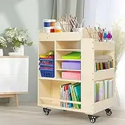 mosegor Wooden Mobile Craft Storage cart，with 4 Wheels，Studio Trolley，Multi-Function Trolley, Storage Cabinet，Multipurpose Storage Organizer for Home, Office