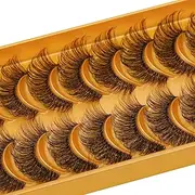 Clear Band False Eyelashes, D Curl, Russian Stripes, False Eyelashes, Manga Lashes, Natural Looking False Eyelashes That Look Like Individual Clusters, Wispy Mink Eye Lashes Pack (WDSJL06)