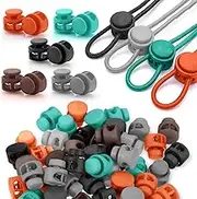 Plastic Cord Locks, 40 Pcs Cord Locks End Spring Toggle, Double Hole Spring Cord Lock for Drawstrings, Shoe Laces, Pants, Paracord, Backpacks (5 Colors)