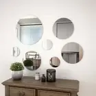 Wall Mirror Set Circle Round Mirror Entryway Decoration 7 Piece Glass vidaXL