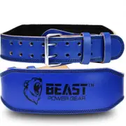 Weight Lifting Belt 4inch Leather Belt Padded Back Support Gym, Blue