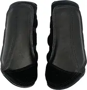 Jeereal Brushing Horse Boots Equine Boots | Protective Gear and Training Equipment | Neoprene,Waterproof Cloth and Genuine Leather Made of (Black, Pony (Small))