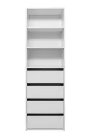 Geneva Built In Wardrobe - 4 Drawer 3 Shelf Module - Fluted - White